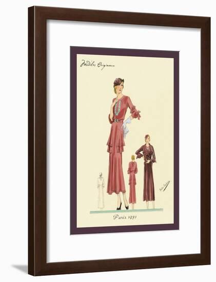 Pink Daytime Dress and Overcoat-null-Framed Art Print