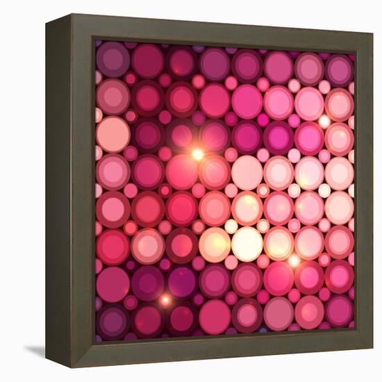 Pink Disco Circles Abstract Background-art_of_sun-Framed Stretched Canvas