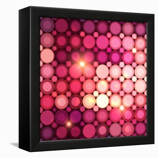 Pink Disco Circles Abstract Background-art_of_sun-Framed Stretched Canvas