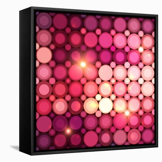 Pink Disco Circles Abstract Background-art_of_sun-Framed Stretched Canvas