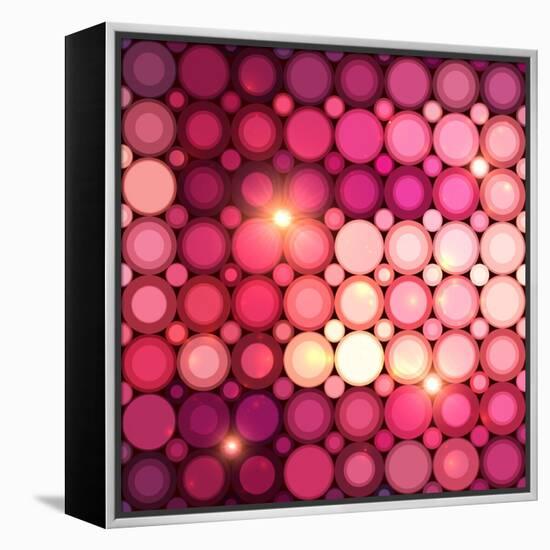 Pink Disco Circles Abstract Background-art_of_sun-Framed Stretched Canvas