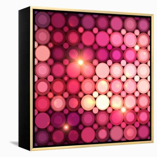 Pink Disco Circles Abstract Background-art_of_sun-Framed Stretched Canvas