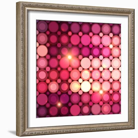 Pink Disco Circles Abstract Background-art_of_sun-Framed Art Print