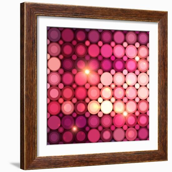 Pink Disco Circles Abstract Background-art_of_sun-Framed Art Print