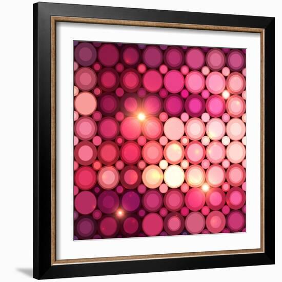 Pink Disco Circles Abstract Background-art_of_sun-Framed Art Print