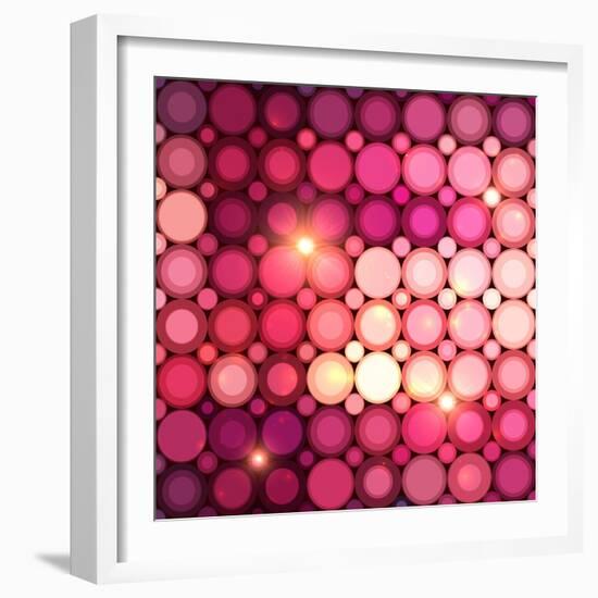 Pink Disco Circles Abstract Background-art_of_sun-Framed Art Print