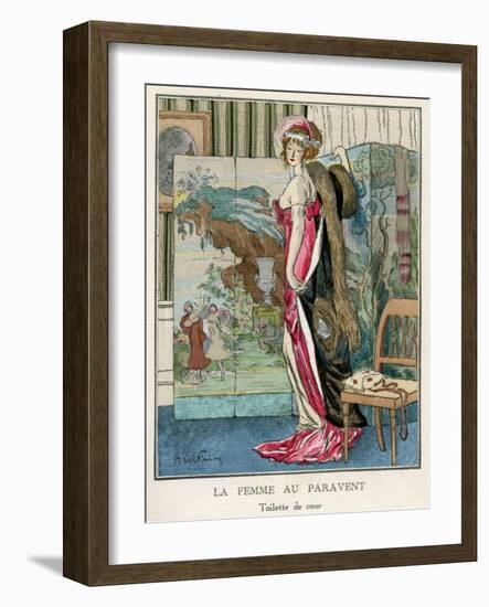 Pink Dress and Screen 1912-Abel Faivre-Framed Art Print