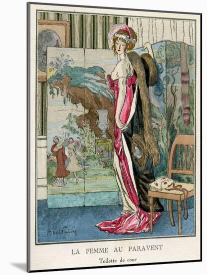 Pink Dress and Screen 1912-Abel Faivre-Mounted Art Print