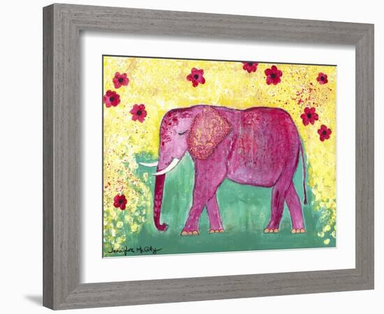 Pink Elephant-Jennifer McCully-Framed Giclee Print