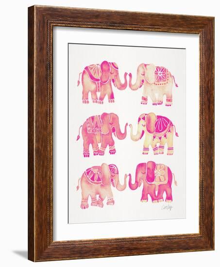 Pink Elephants-Cat Coquillette-Framed Art Print