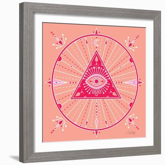 Pink Evil Eye Mandala-Cat Coquillette-Framed Giclee Print