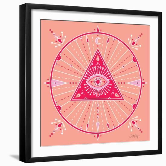 Pink Evil Eye Mandala-Cat Coquillette-Framed Giclee Print