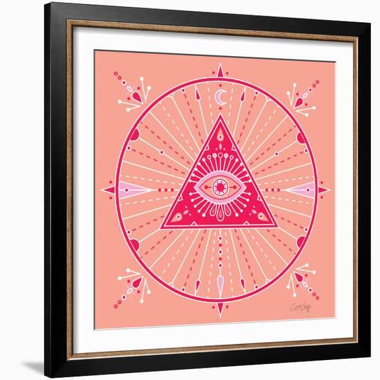 Pink Evil Eye Mandala-Cat Coquillette-Framed Giclee Print