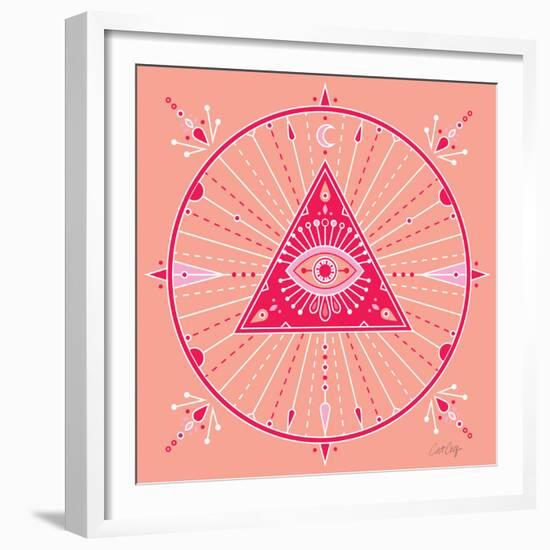 Pink Evil Eye Mandala-Cat Coquillette-Framed Giclee Print