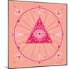 Pink Evil Eye Mandala-Cat Coquillette-Mounted Giclee Print