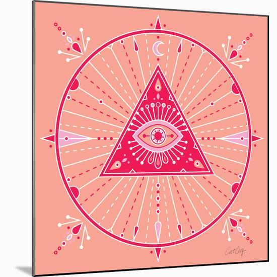 Pink Evil Eye Mandala-Cat Coquillette-Mounted Giclee Print