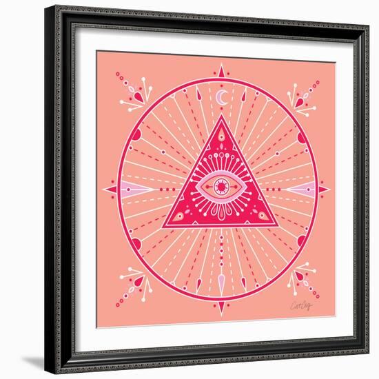 Pink Evil Eye Mandala-Cat Coquillette-Framed Giclee Print