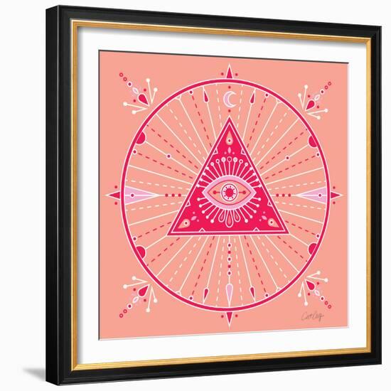 Pink Evil Eye Mandala-Cat Coquillette-Framed Giclee Print