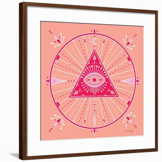 Pink Evil Eye Mandala-Cat Coquillette-Framed Giclee Print