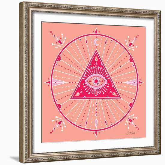 Pink Evil Eye Mandala-Cat Coquillette-Framed Premium Giclee Print