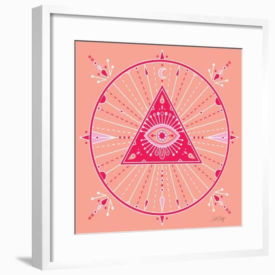 Pink Evil Eye Mandala-Cat Coquillette-Framed Premium Giclee Print