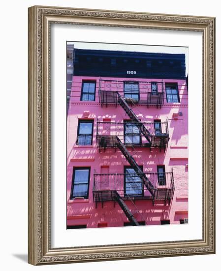 Pink Facade and Stairs in Soho, New York, New York State, USA-I Vanderharst-Framed Photographic Print