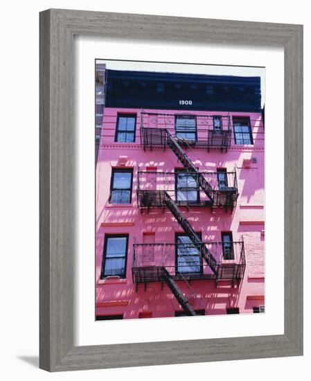 Pink Facade and Stairs in Soho, New York, New York State, USA-I Vanderharst-Framed Photographic Print