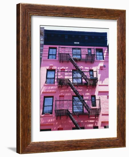 Pink Facade and Stairs in Soho, New York, New York State, USA-I Vanderharst-Framed Photographic Print