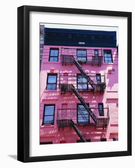 Pink Facade and Stairs in Soho, New York, New York State, USA-I Vanderharst-Framed Photographic Print