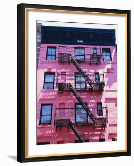 Pink Facade and Stairs in Soho, New York, New York State, USA-I Vanderharst-Framed Photographic Print