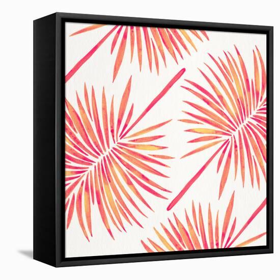 Pink FanPalm Pattern-Cat Coquillette-Framed Stretched Canvas