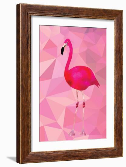 Pink Flamingo Bird Triangle Vector Poster-Moetz-Framed Art Print