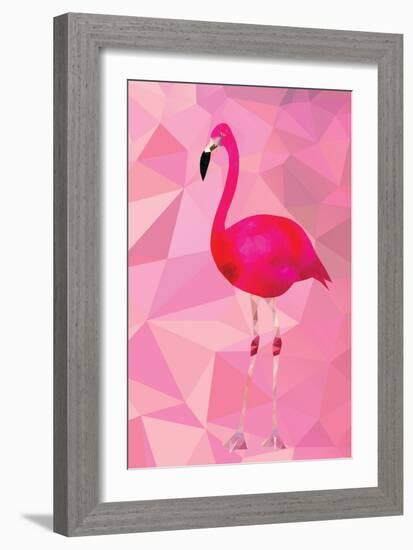 Pink Flamingo Bird Triangle Vector Poster-Moetz-Framed Art Print