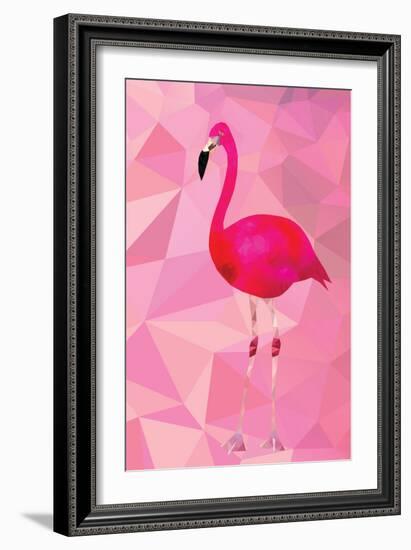 Pink Flamingo Bird Triangle Vector Poster-Moetz-Framed Art Print