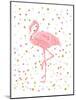 Pink Flamingo on Confetti-Peach & Gold-Mounted Art Print