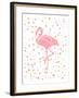 Pink Flamingo on Confetti-Peach & Gold-Framed Art Print