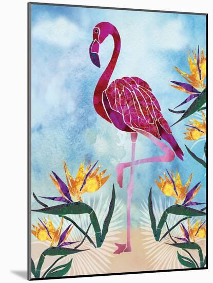 Pink Flamingo with Birds of Paradise flowers-Bee Sturgis-Mounted Art Print