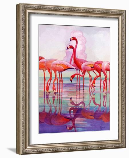 "Pink Flamingos,"January 29, 1938-Francis Lee Jaques-Framed Giclee Print