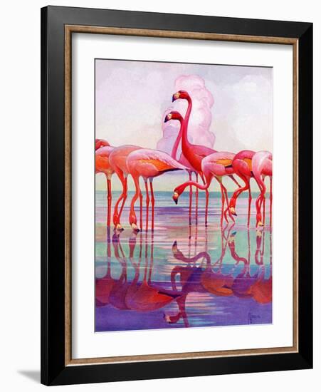 "Pink Flamingos,"January 29, 1938-Francis Lee Jaques-Framed Giclee Print