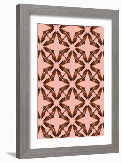 Pink Floral Moth Tiles-Belen Mena-Framed Giclee Print