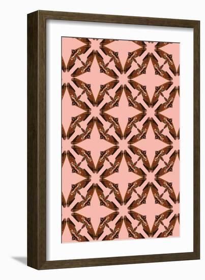 Pink Floral Moth Tiles-Belen Mena-Framed Giclee Print