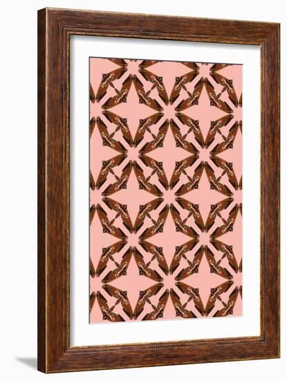 Pink Floral Moth Tiles-Belen Mena-Framed Giclee Print