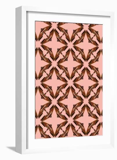 Pink Floral Moth Tiles-Belen Mena-Framed Giclee Print