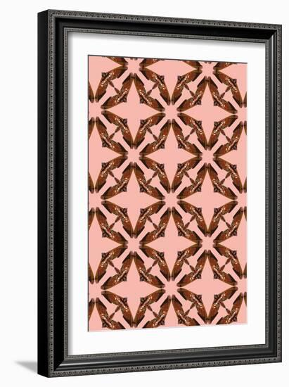 Pink Floral Moth Tiles-Belen Mena-Framed Giclee Print