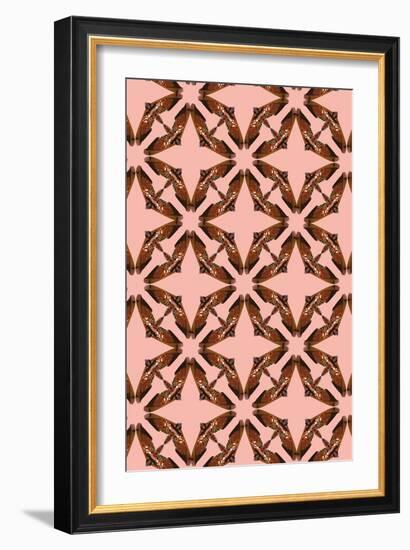 Pink Floral Moth Tiles-Belen Mena-Framed Giclee Print