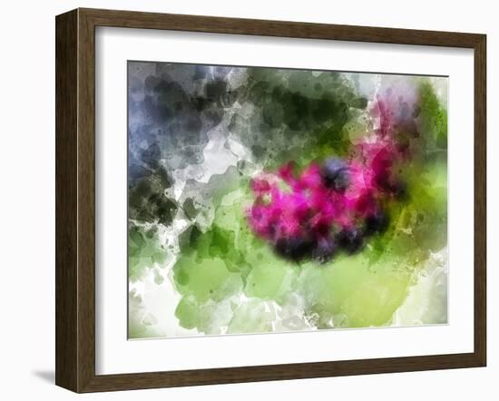 Pink Floral on Green-Chamira Young-Framed Art Print