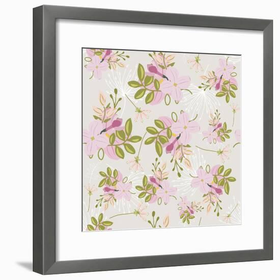 Pink Floral Pattern-Tina Lavoie-Framed Giclee Print