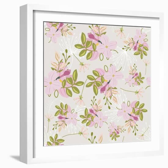 Pink Floral Pattern-Tina Lavoie-Framed Giclee Print