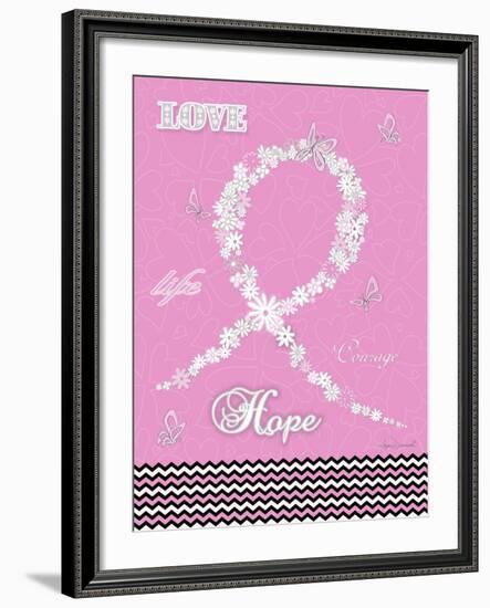 Pink Floral Ribbon-Megan Duncanson-Framed Giclee Print