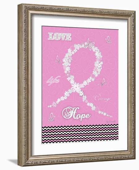 Pink Floral Ribbon-Megan Duncanson-Framed Giclee Print